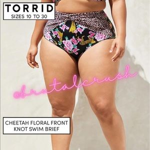 Torrid Cheetah Floral Front Knot Swim Bottom — Size 3